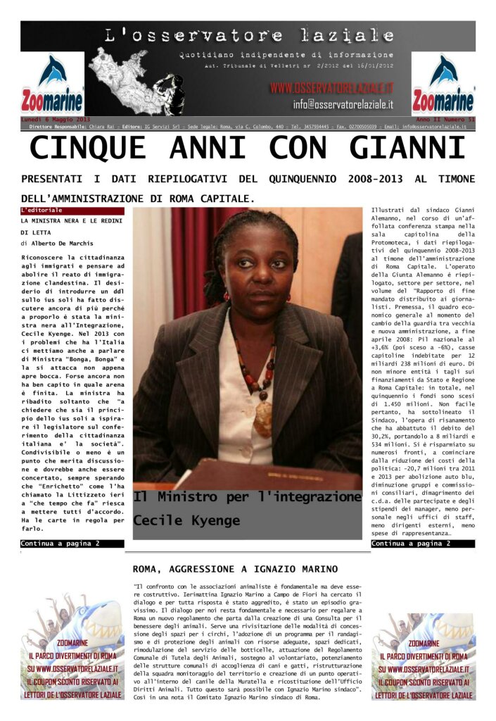 L'osservatore d'Italia edizione del 6 Maggio 2013